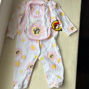 Sweet Floral Baby Footie and Bib Set